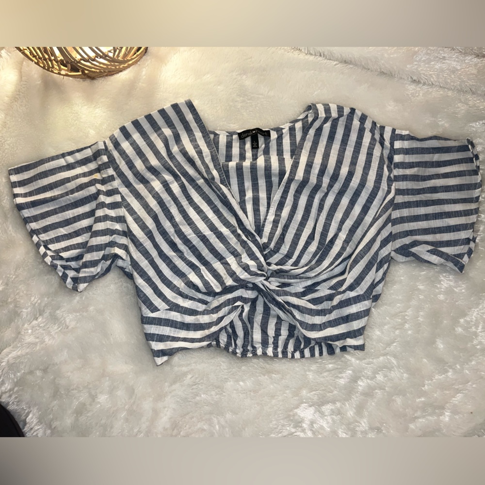 Stripped Blue & White Crop Top